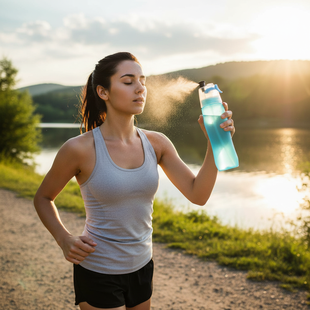 Botella de Agua con Spray Deportiva - Hidratación Rápida para Deporte y Gimnasio