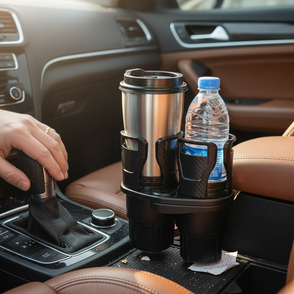 Portavasos de fibra de carbono para coche