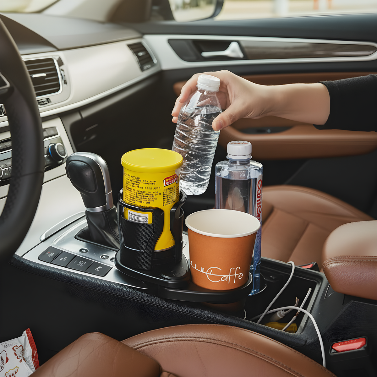 Portavasos de fibra de carbono para coche