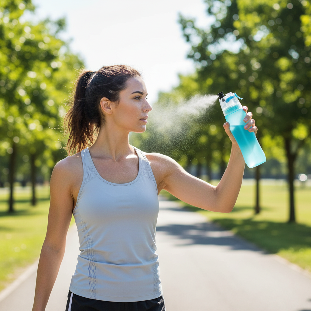 Botella de Agua con Spray Deportiva - Hidratación Rápida para Deporte y Gimnasio