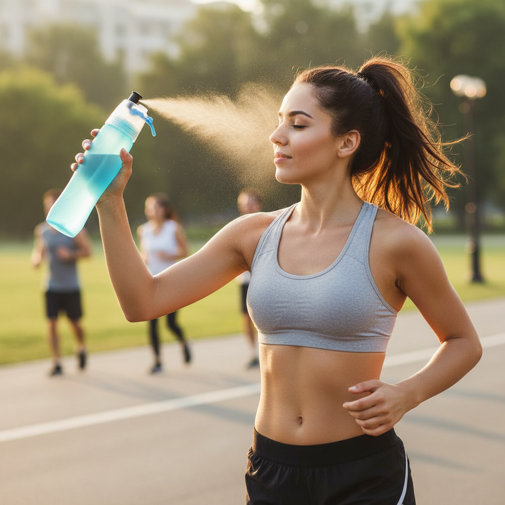 Botella de Agua con Spray Deportiva - Hidratación Rápida para Deporte y Gimnasio